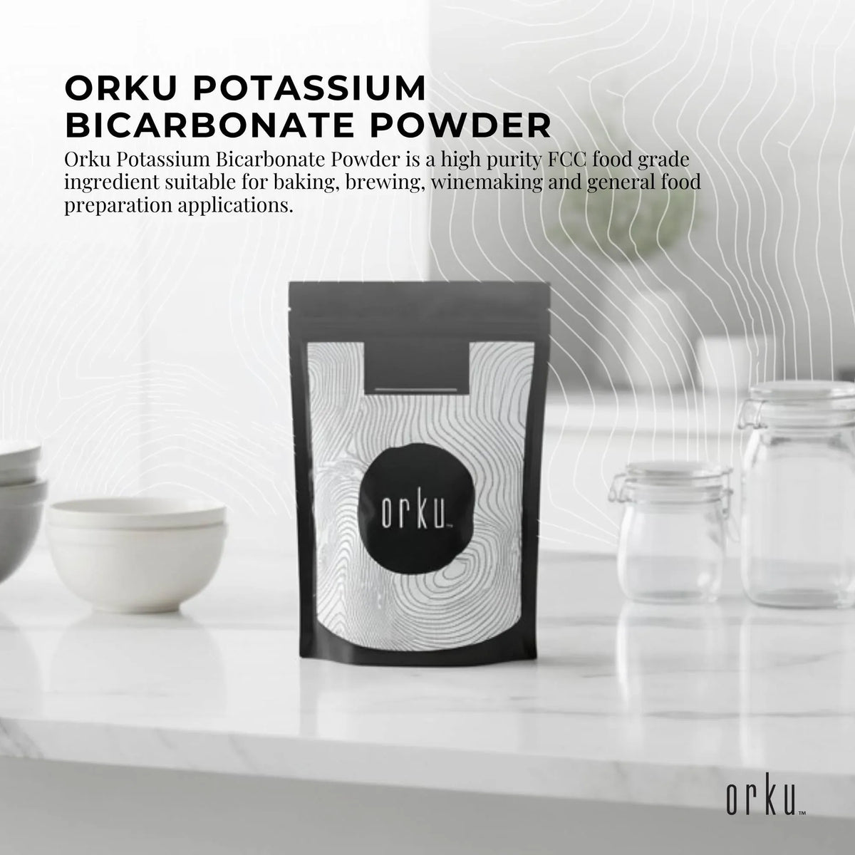Orku Potassium Bicarbonate, Food Grade FCC, 2kg