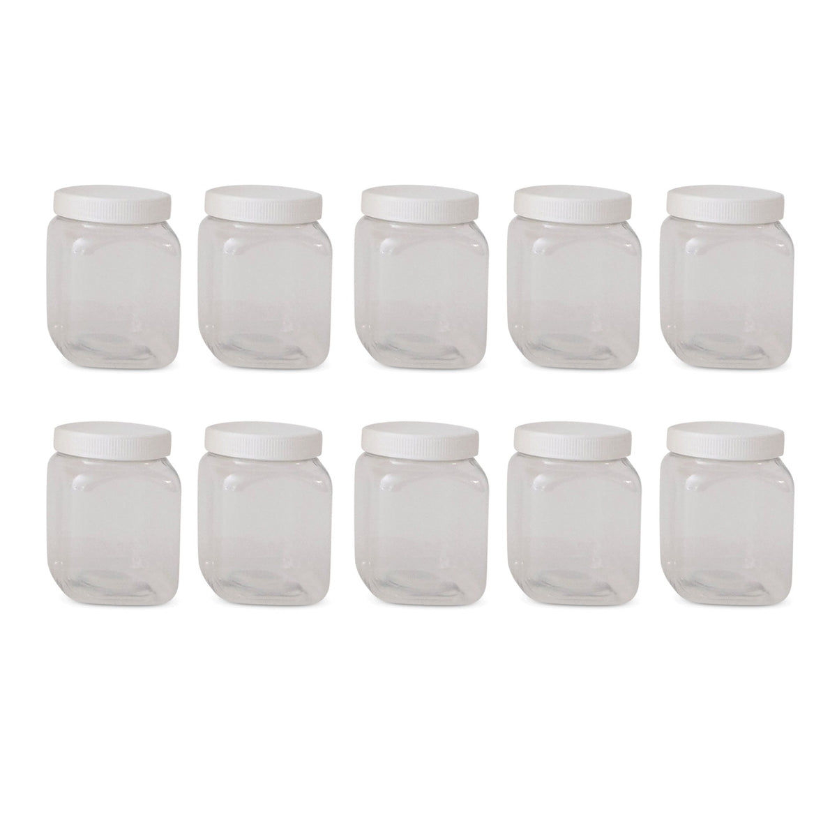 Plastic Honey Jars with Lids, Square, 250g, 10 Pack