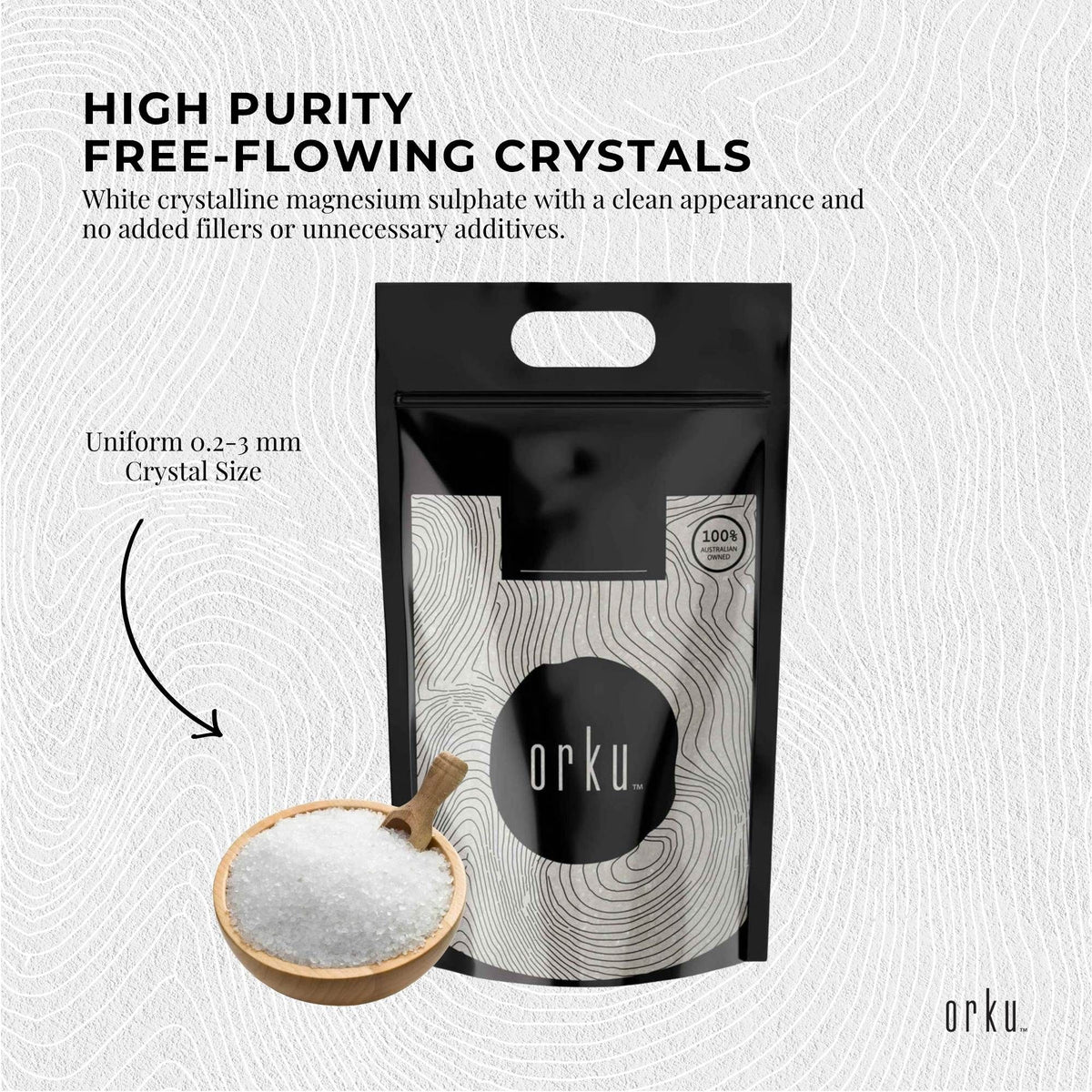 Orku USP Epsom Salt Crystals, Magnesium Sulphate, 5kg Bag