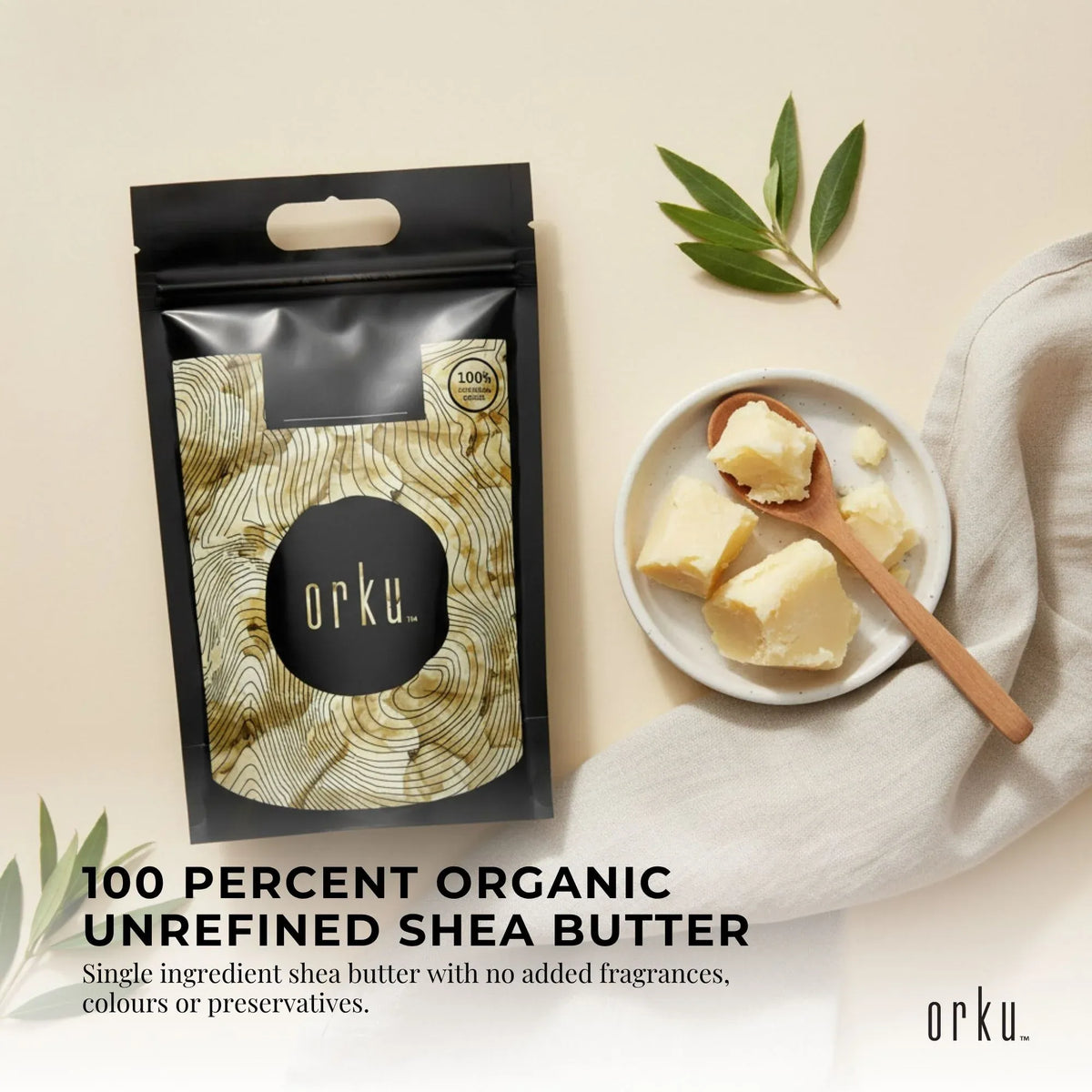 Orku Organic Unrefined Shea Butter, Raw Chunks, 5kg Bag