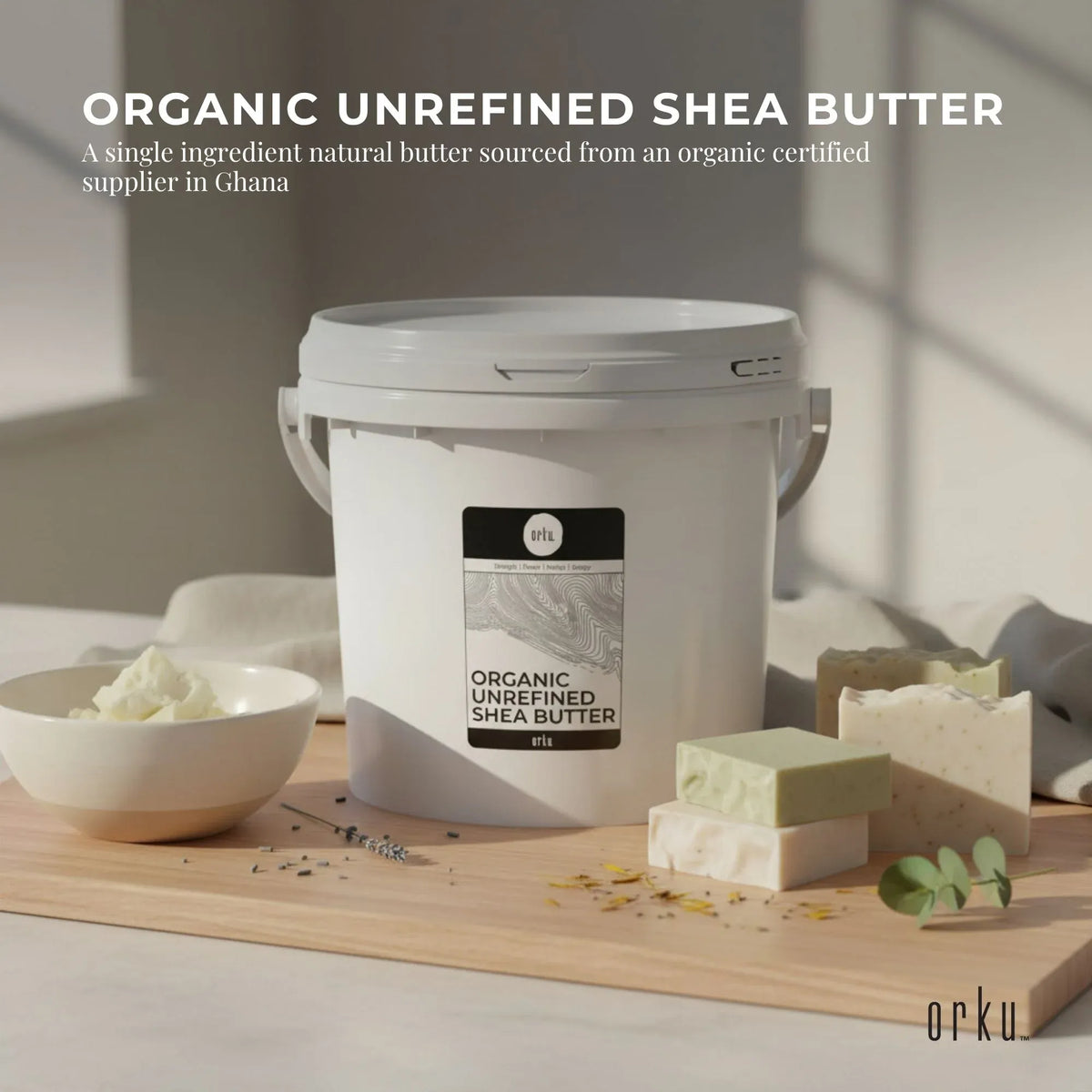 Orku Organic Unrefined Shea Butter, Raw Chunks, 3kg Tub