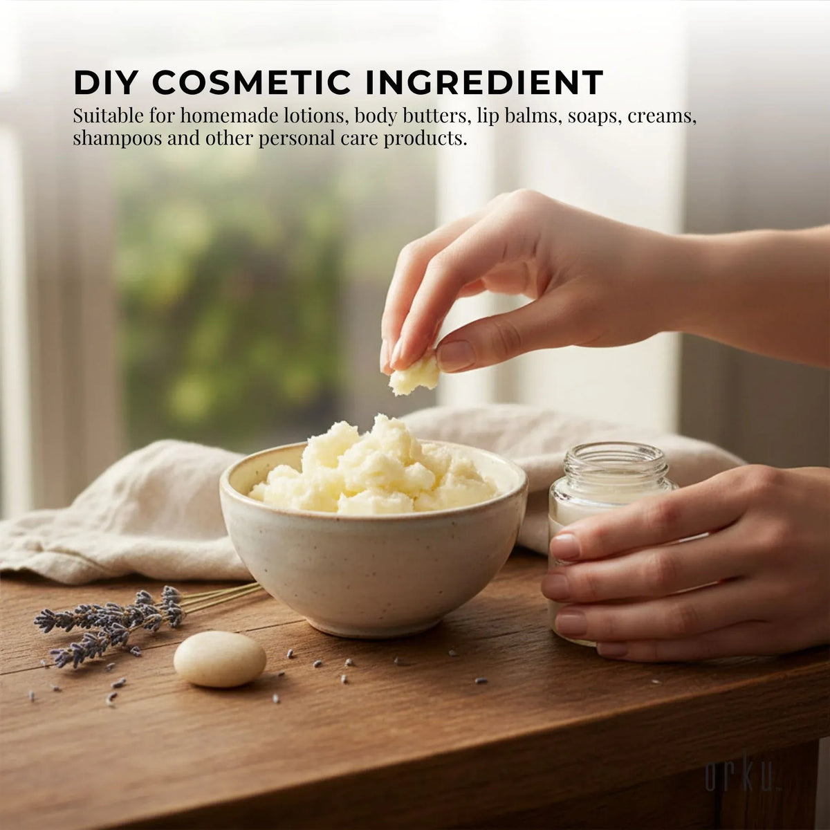Orku Organic Unrefined Shea Butter, Raw Chunks, 3kg Tub