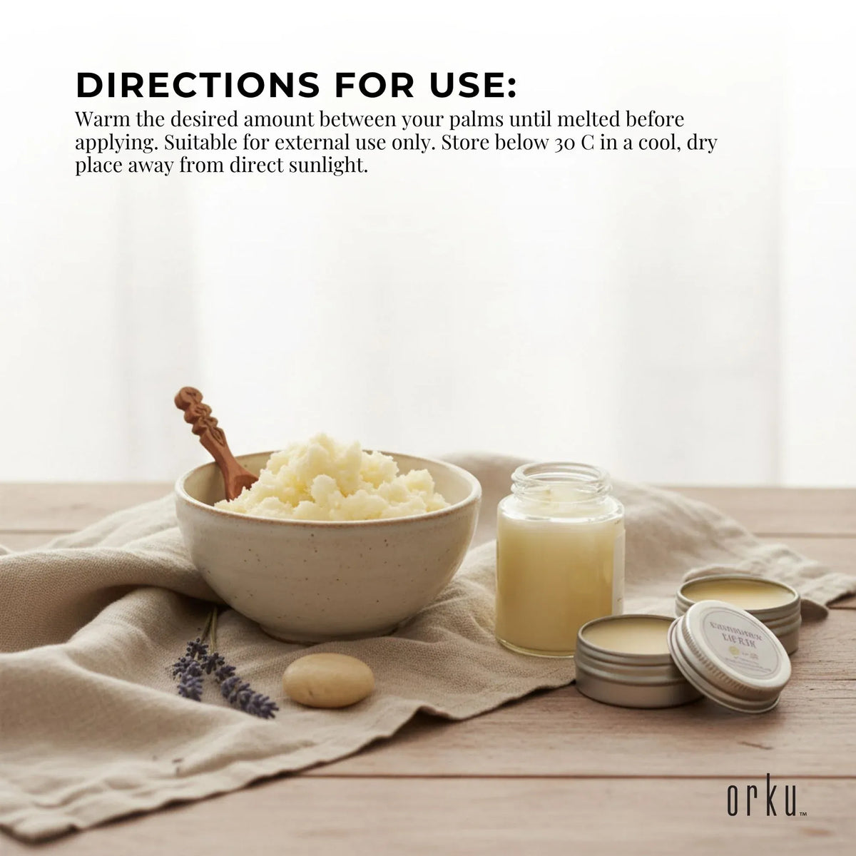Orku Organic Unrefined Shea Butter, Raw Chunks, 3kg Tub