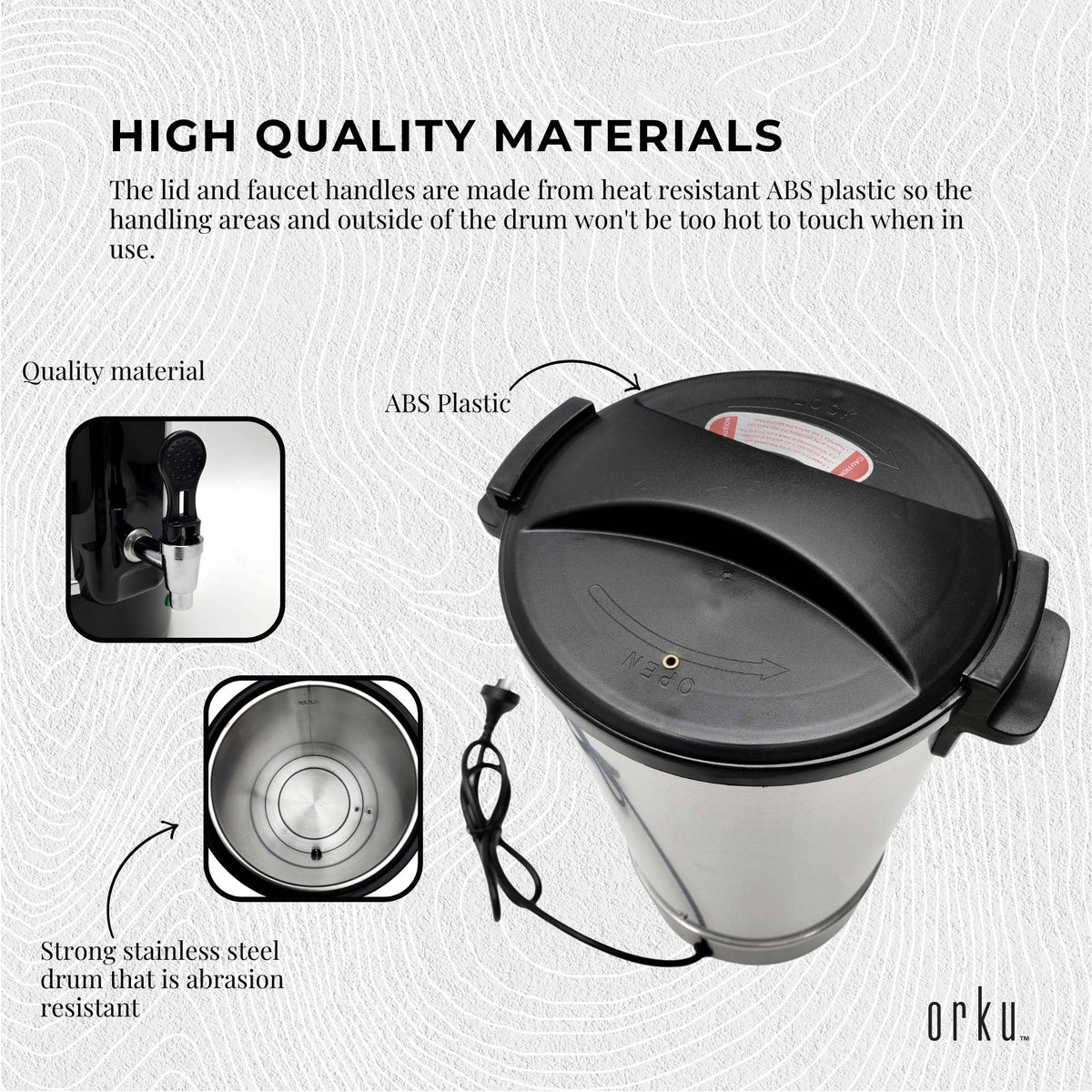 Orku Candle Wax Heater with Tap and Accessories, 10L, Silver