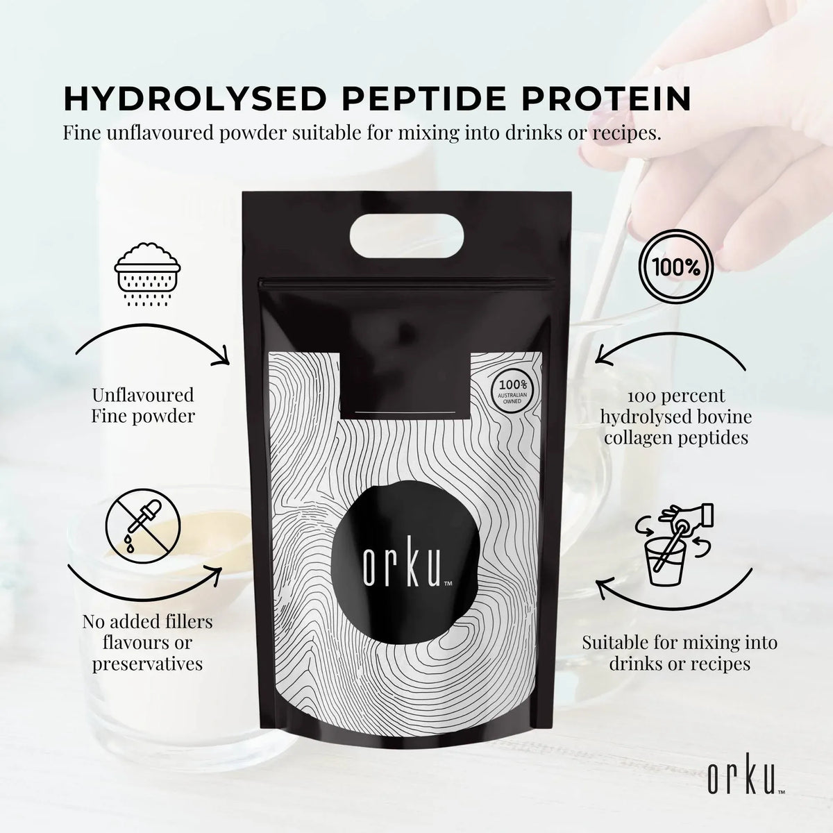 Orku Bovine Collagen Peptides, Unflavoured, 5kg