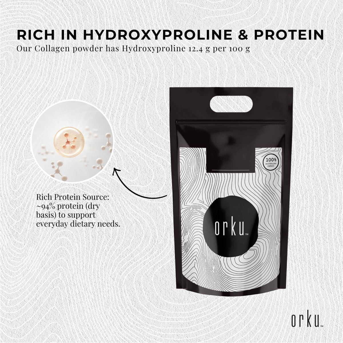 Orku Bovine Collagen Peptides, Unflavoured, 5kg