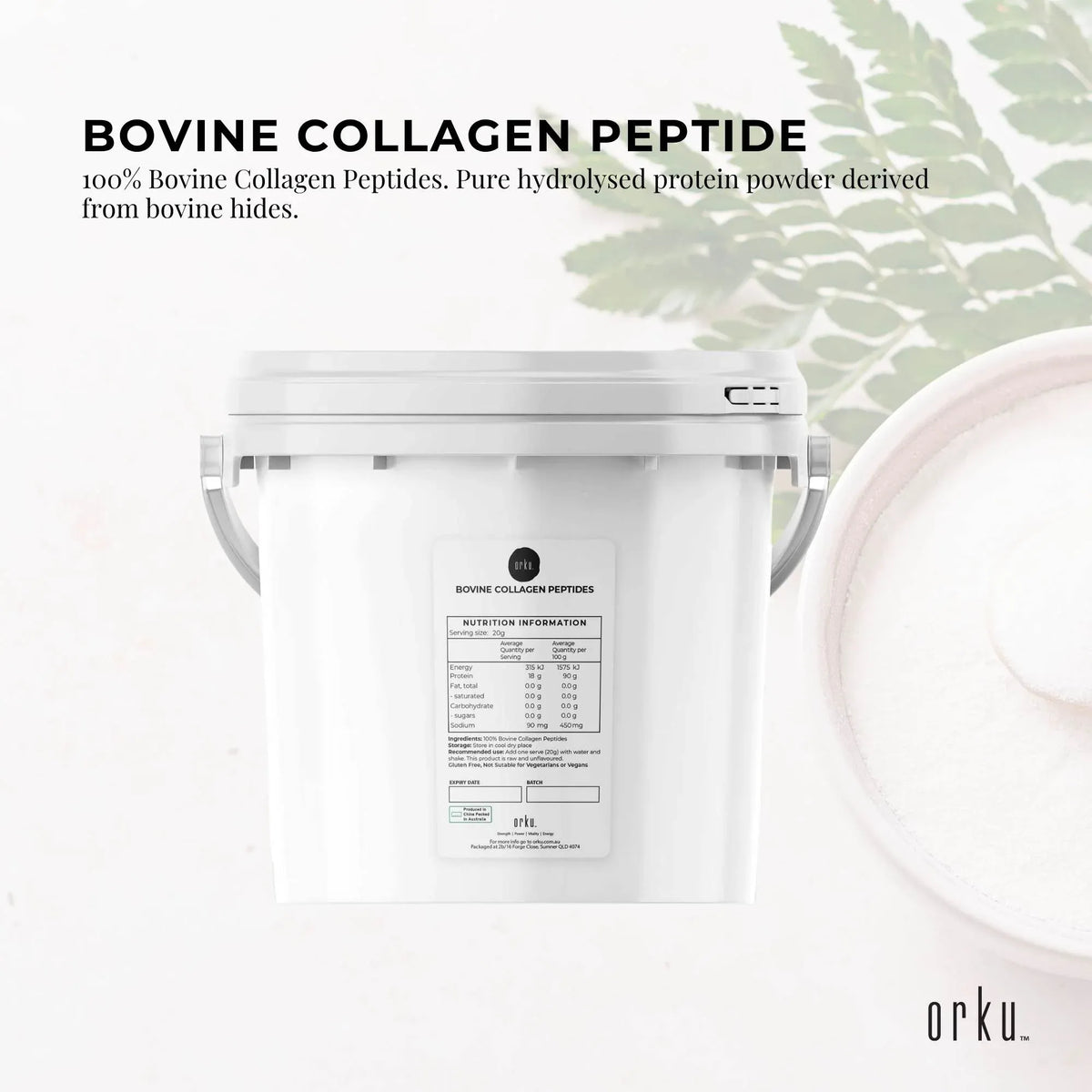 Orku Bovine Collagen Peptides, Unflavoured, 2.5kg Tub