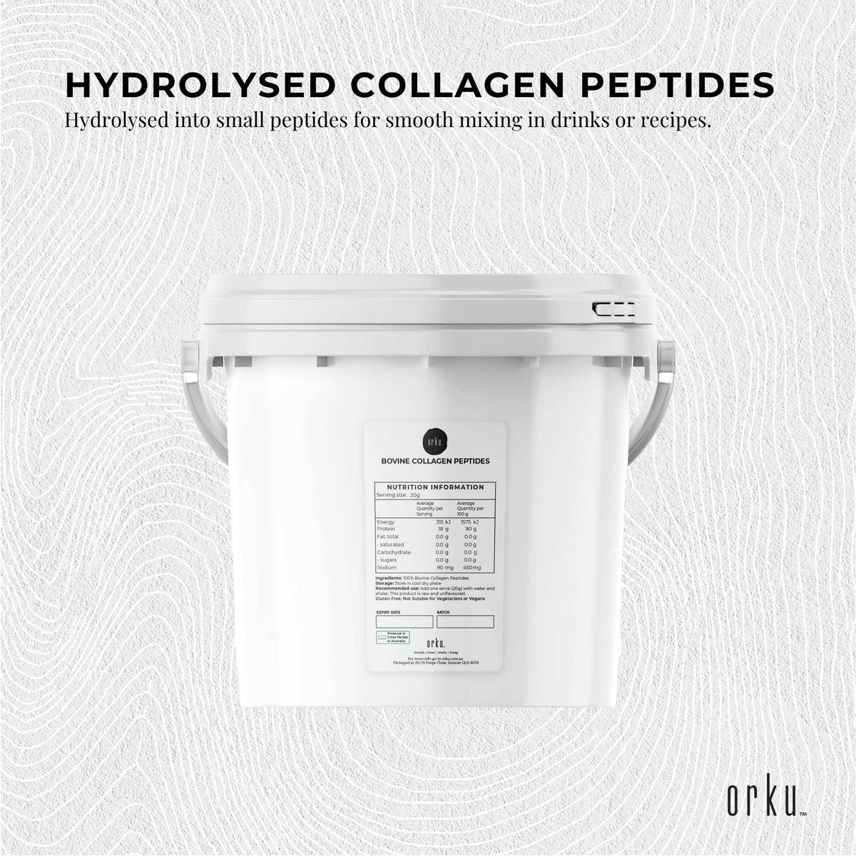 Orku Bovine Collagen Peptides, Unflavoured, 2.5kg Tub