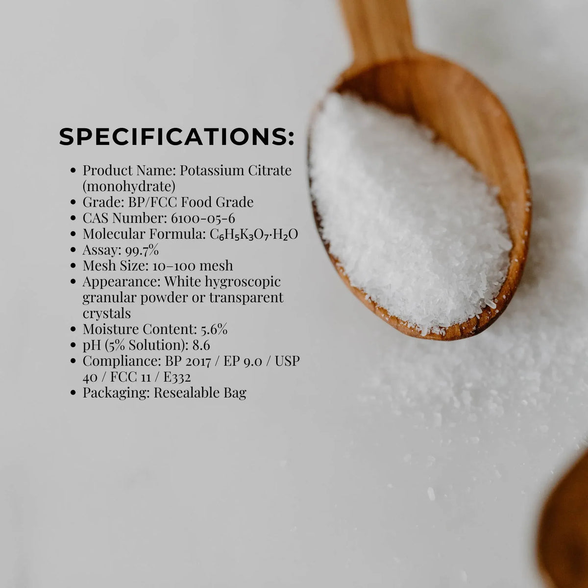 Orku Potassium Citrate, Food Grade E332 Granules, 5kg Tub