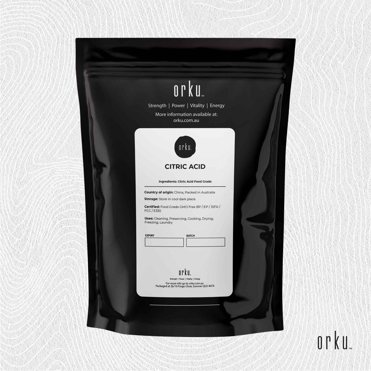 Orku Citric Acid, Food Grade, 2kg Bag