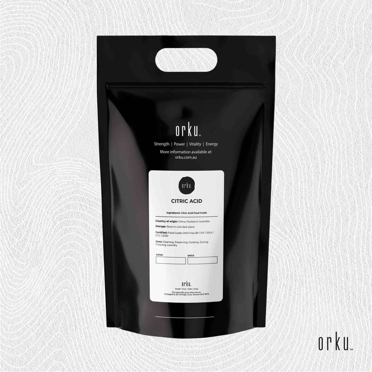Orku Citric Acid, Food Grade, 20kg Bag