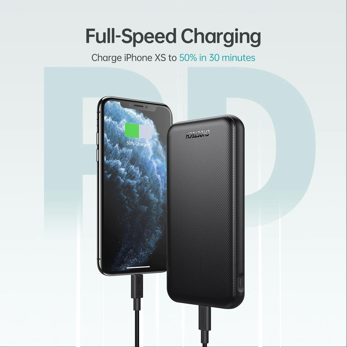 CHOETECH B627 10000mAh Power Bank, 18W USB-C PD & QC 3.0