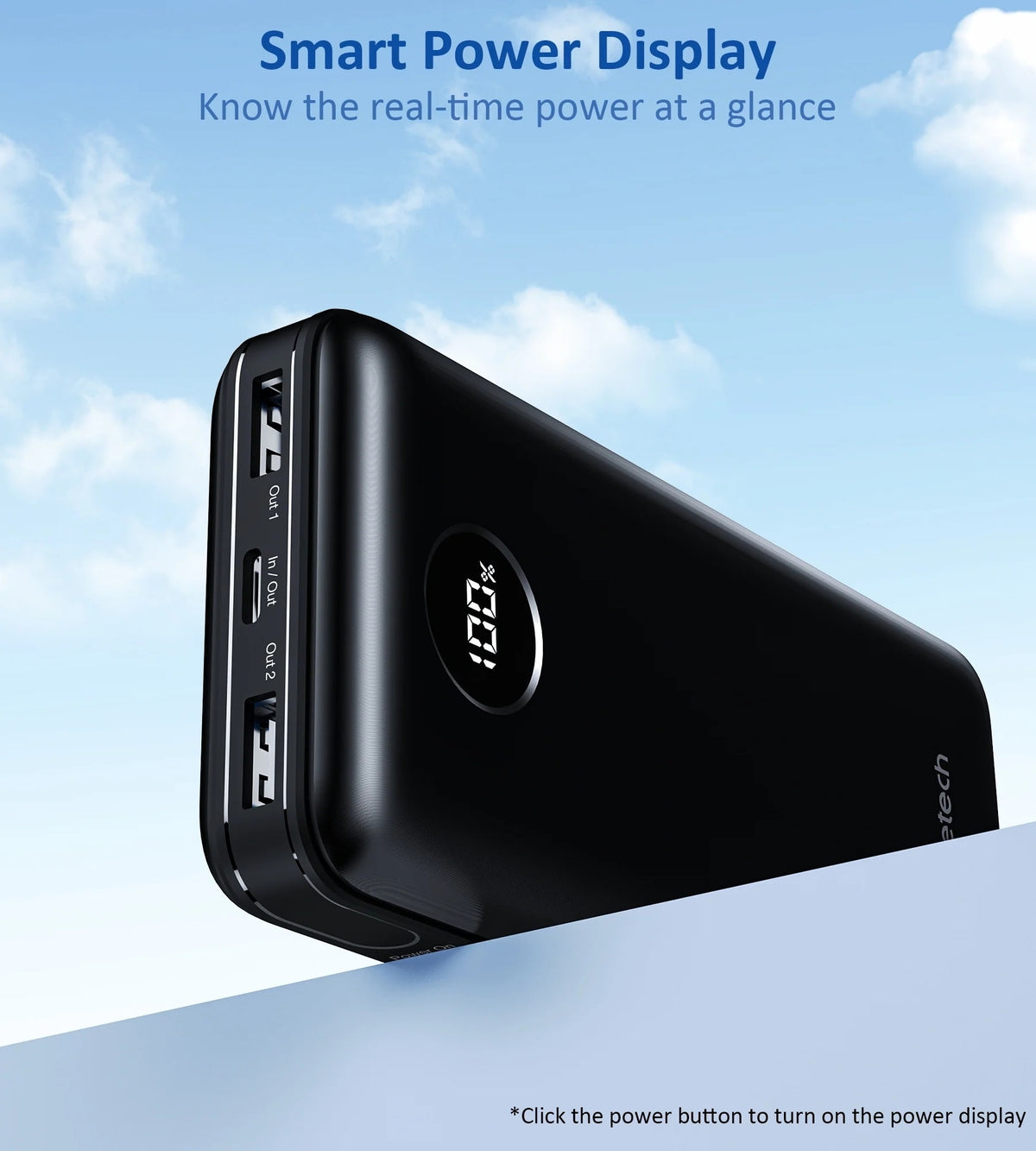 CHOETECH B653 20000mAh Power Bank, 45W USB-C PD Laptop Charging