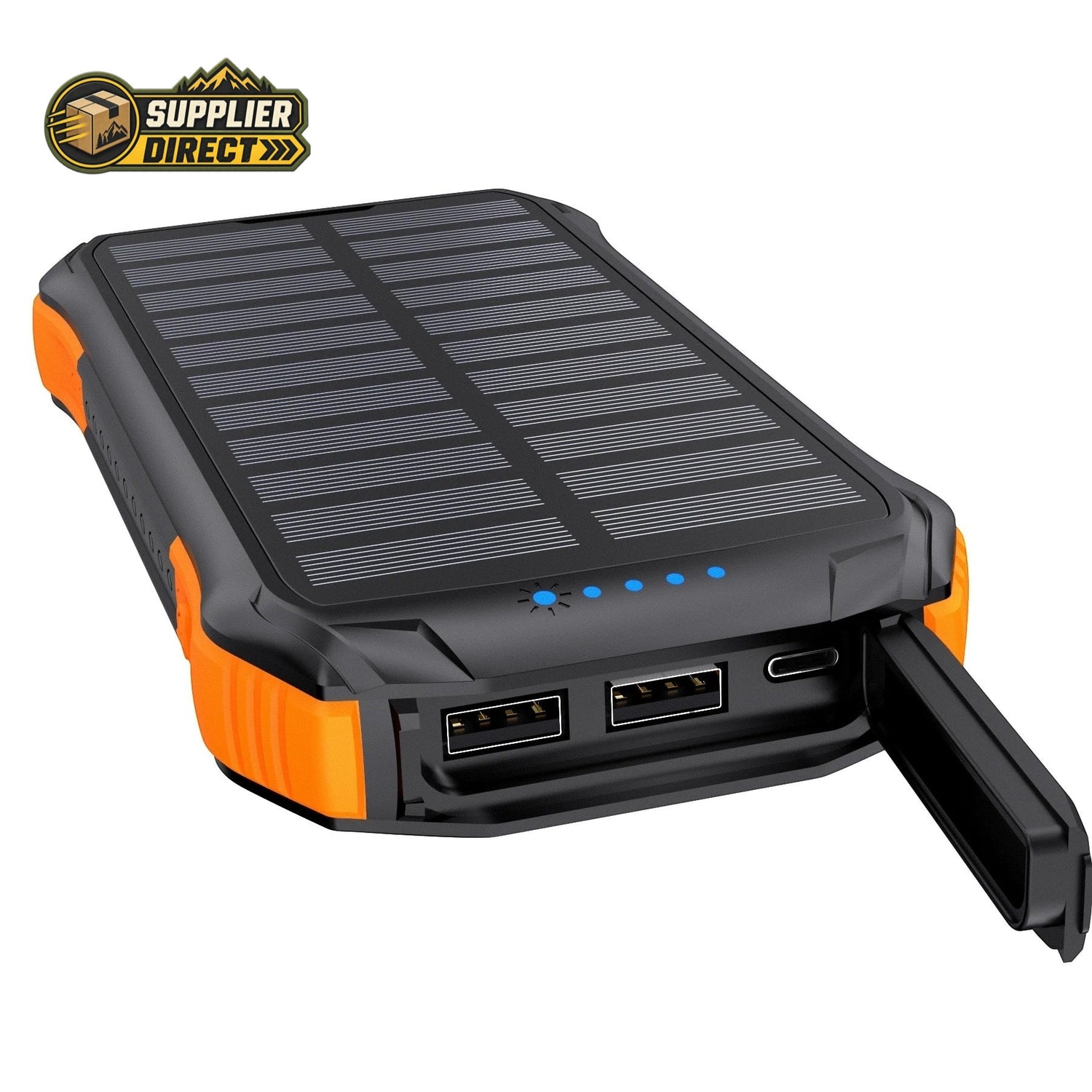 CHOETECH 10,000mAh Solar Power Bank – Triple USB Charging & Emergency LED Light