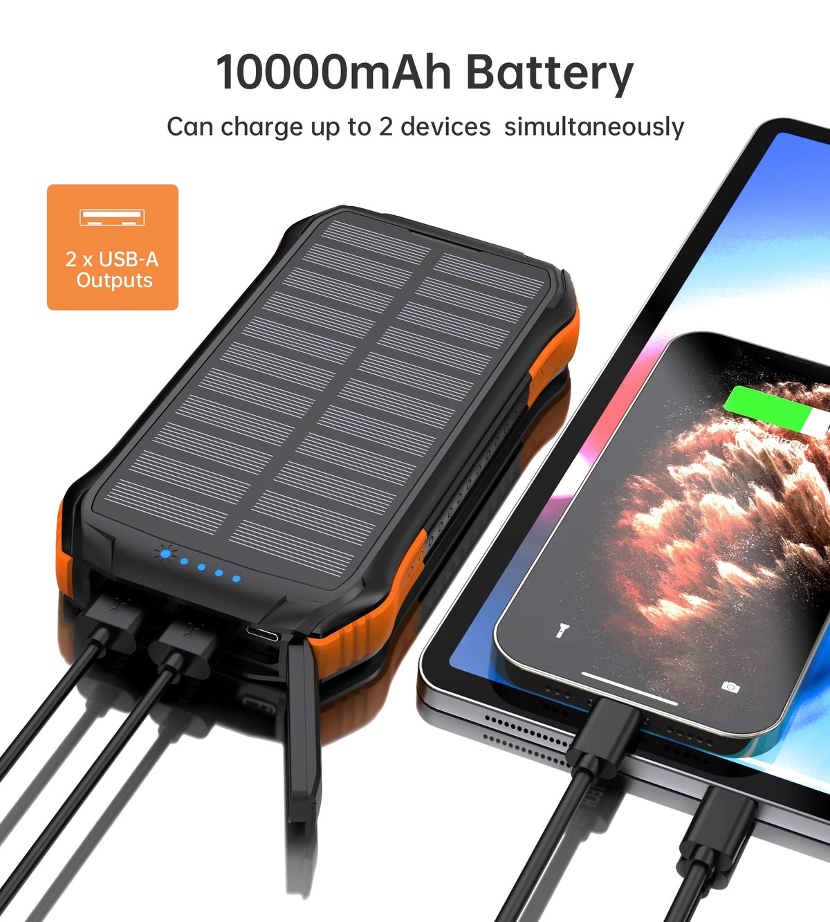 CHOETECH B659 10000mAh Solar Power Bank with Wireless Charging & Torch