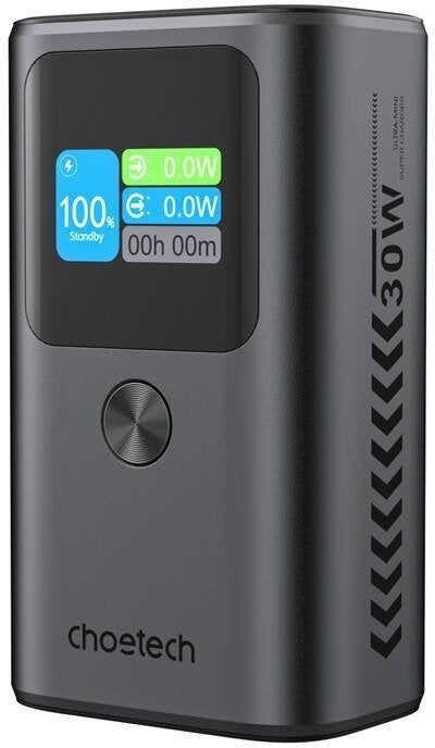 Choetech 10000mAh Power Bank, 30W PD, 3 Ports & TFT Display