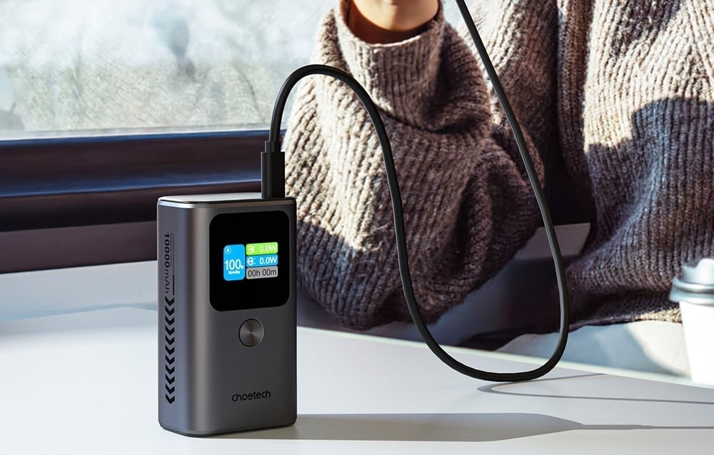 Choetech 10000mAh Power Bank, 30W PD, 3 Ports & TFT Display