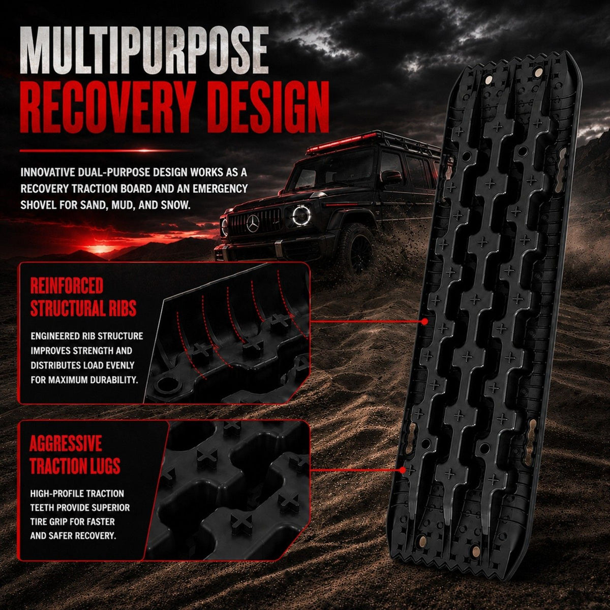 Fiernero Recovery Tracks, 10 Tonne Rated, 1 Pair, Black