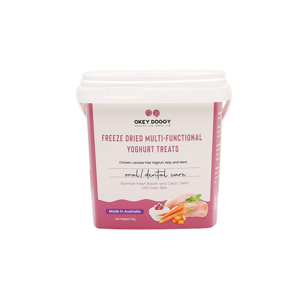 OKEY DOGGY Freeze-Dried Yoghurt Pet Treats, Oral & Dental Recipe, 50g