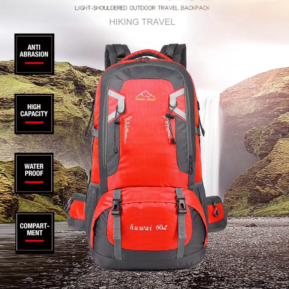 60L Waterproof Outdoor Hiking Backpack Camping Outdoor Trekking Bag(Red) – image 5