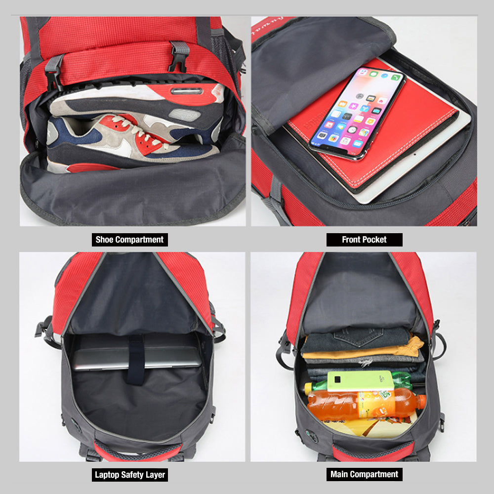 60L Waterproof Outdoor Hiking Backpack Camping Outdoor Trekking Bag(Red) – image 7