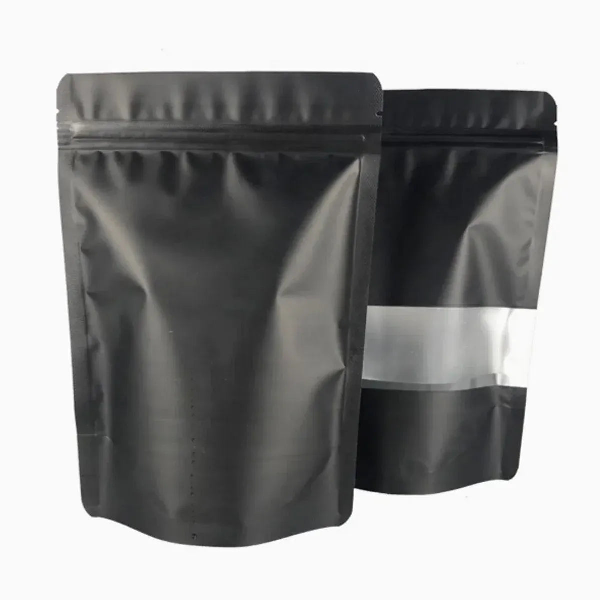 Black Window Stand-Up Pouches, Resealable, 12 x 20cm, 50 Pack