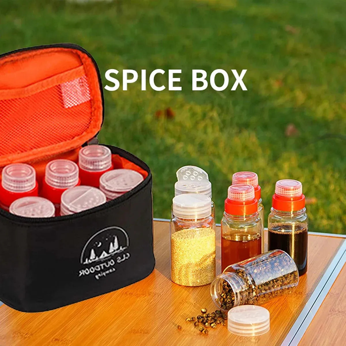 6-Piece Mini Seasoning Bottle Set with Carry Bag, Black