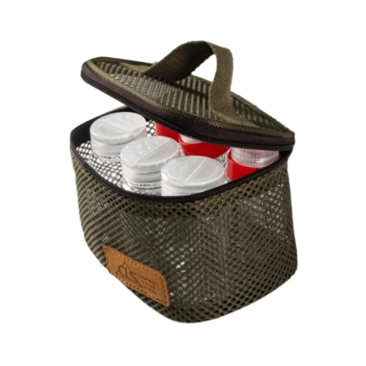 6-Piece Mini Seasoning Bottle Set with Carry Bag, Green