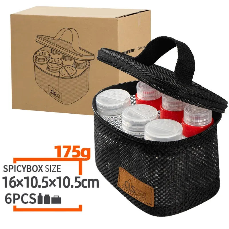 6-Piece Mini Seasoning Bottle Set with Carry Bag, Green