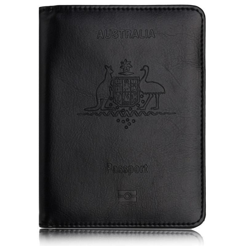 RFID Blocking Passport Holder, Slim Travel Wallet, Black