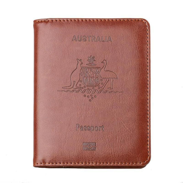 RFID Blocking Passport Holder, Slim Travel Wallet, Brown