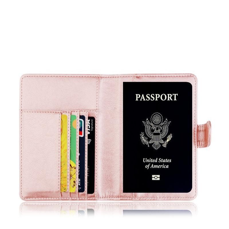 RFID Blocking Passport Holder, Slim Travel Wallet, Light Blue