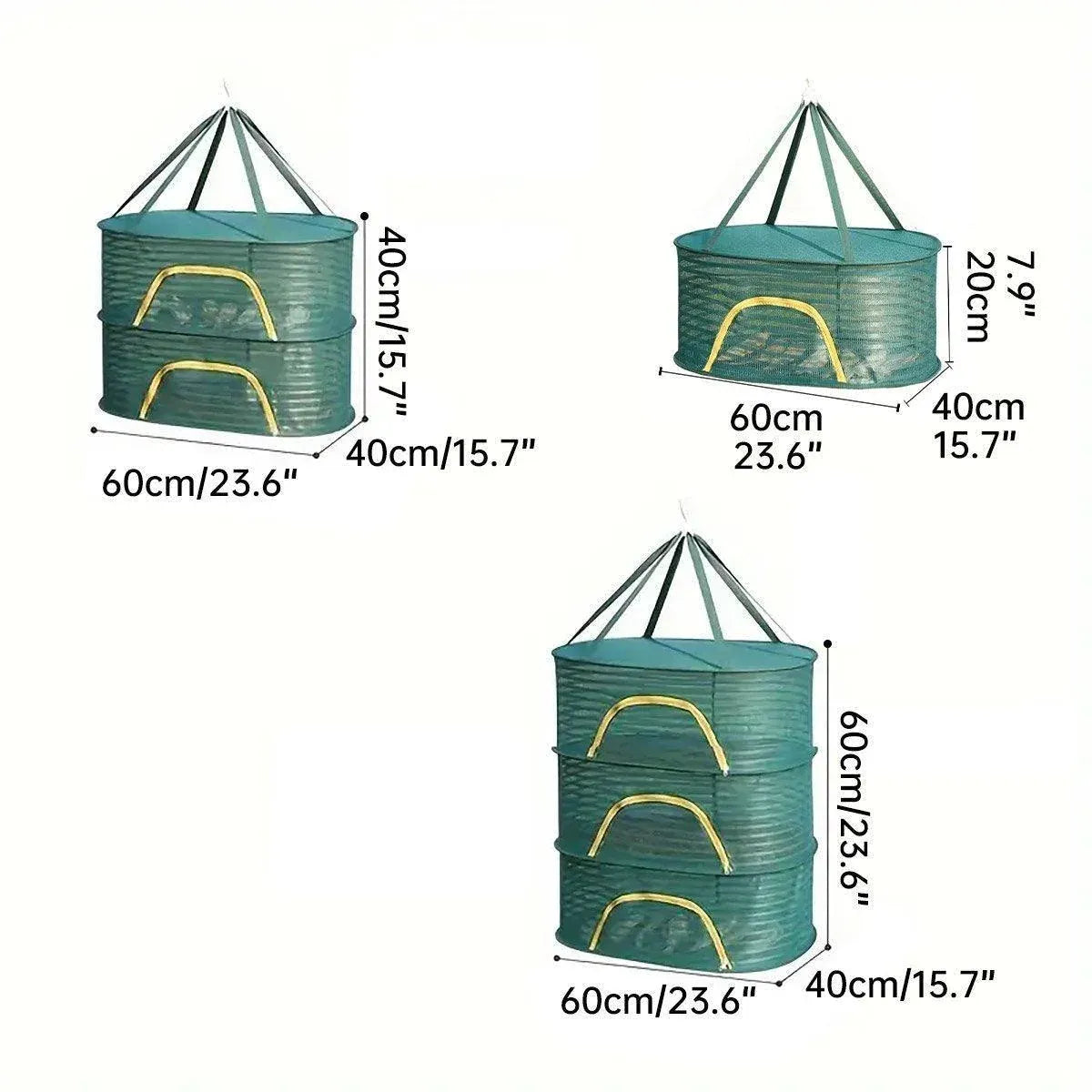 Enclosed Mesh Drying Basket, Double Layer, 60cm, Insect Proof, Green