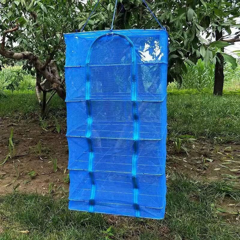 Hanging Mesh Food Drying Net, 5 Tiers, 50 x 50 x 100cm, Blue