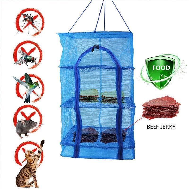 Hanging Mesh Food Drying Net, 5 Tiers, 50 x 50 x 100cm, Blue