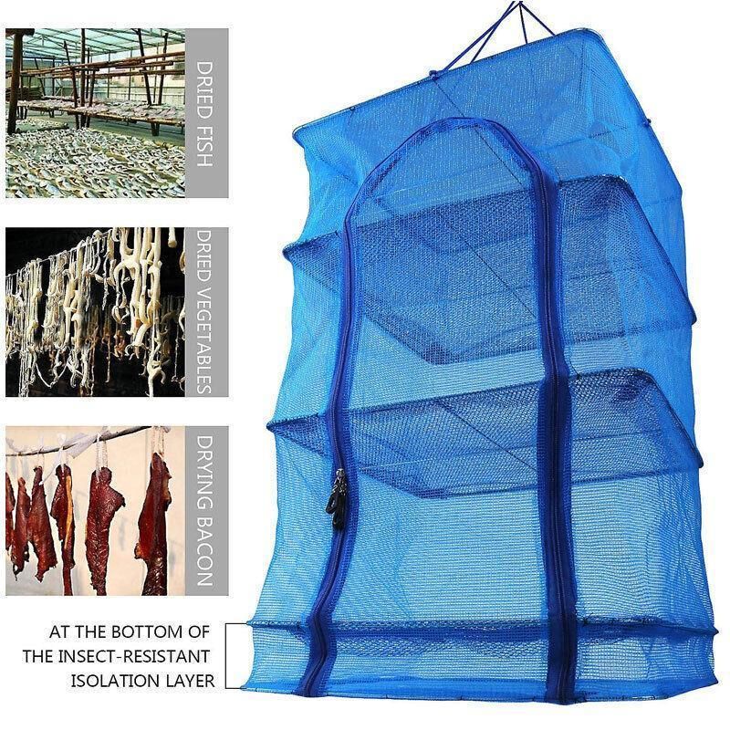 Hanging Mesh Food Drying Net, 5 Tiers, 50 x 50 x 100cm, Blue