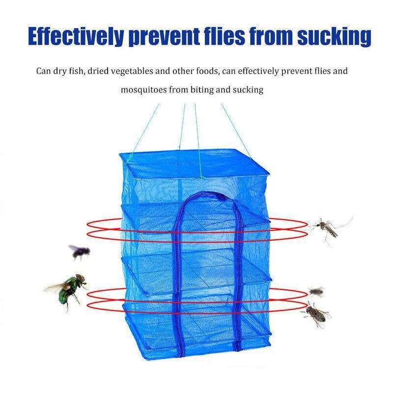 Hanging Mesh Food Drying Net, 5 Tiers, 50 x 50 x 100cm, Blue