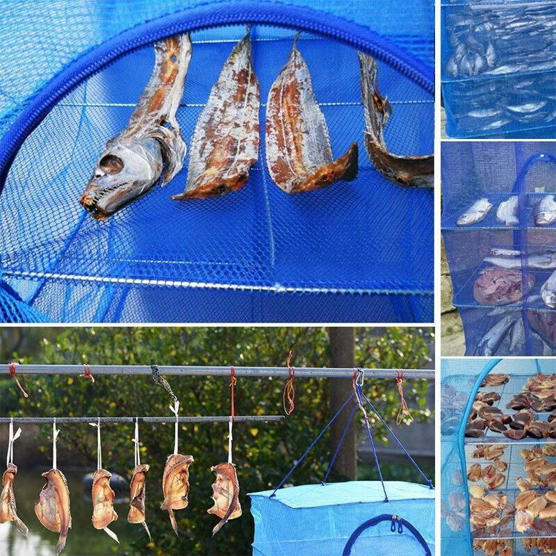 Hanging Mesh Food Drying Net, 5 Tiers, 50 x 50 x 100cm, Blue