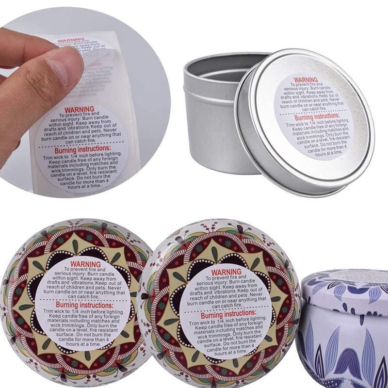 Candle Warning Label Stickers, Round, Roll of 500