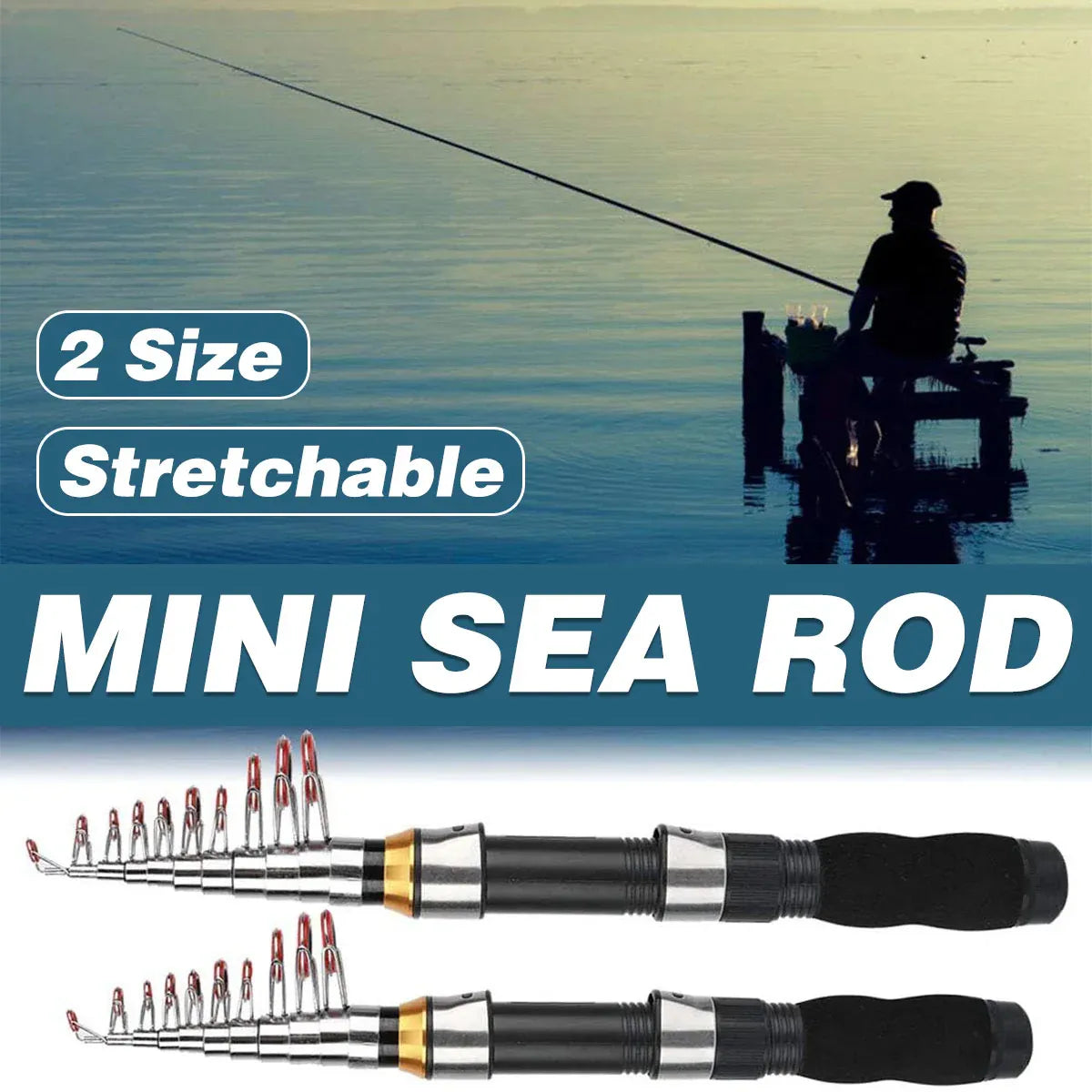 Portable Mini Travel Fishing Rod, Black