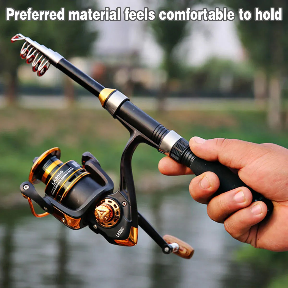 Portable Mini Travel Fishing Rod, Black