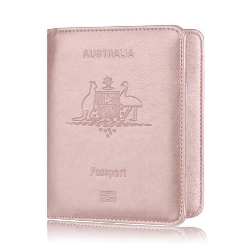 RFID Blocking Passport Holder, Slim Travel Wallet, Rose Red