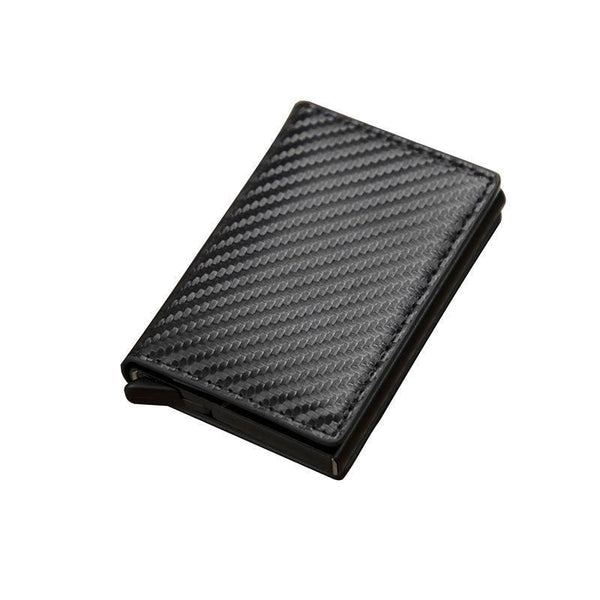RFID Pop-Up Card Wallet with Money Clip, Aluminium Card Case, Carbon Fibre