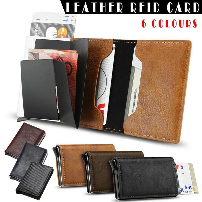 RFID Pop-Up Card Wallet with Money Clip, Aluminium Card Case, Carbon Fibre