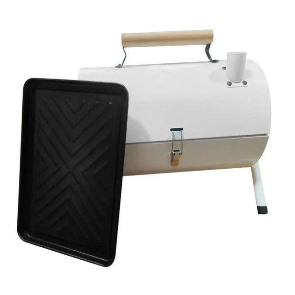 Grillz Portable Charcoal BBQ Grill and Smoker, White
