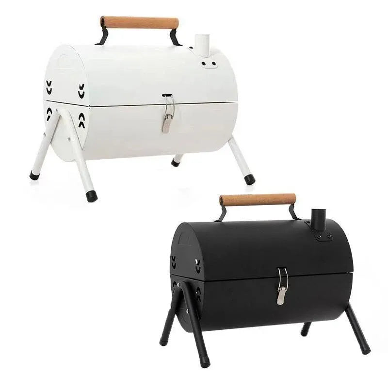Grillz Portable Charcoal BBQ Grill and Smoker, White