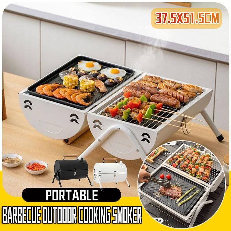 Grillz Portable Charcoal BBQ Grill and Smoker, Black