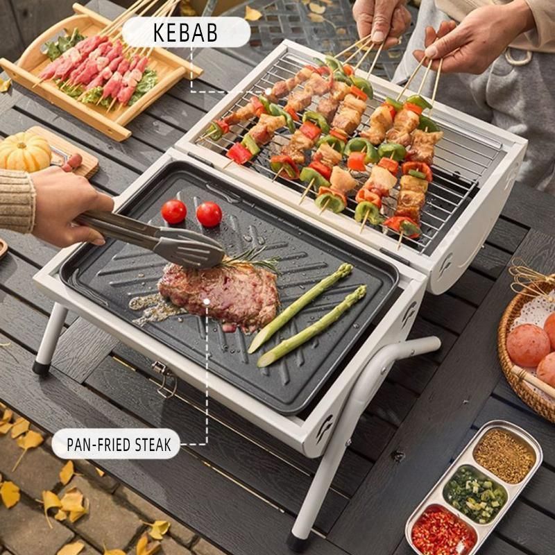 Grillz Portable Charcoal BBQ Grill and Smoker, Black