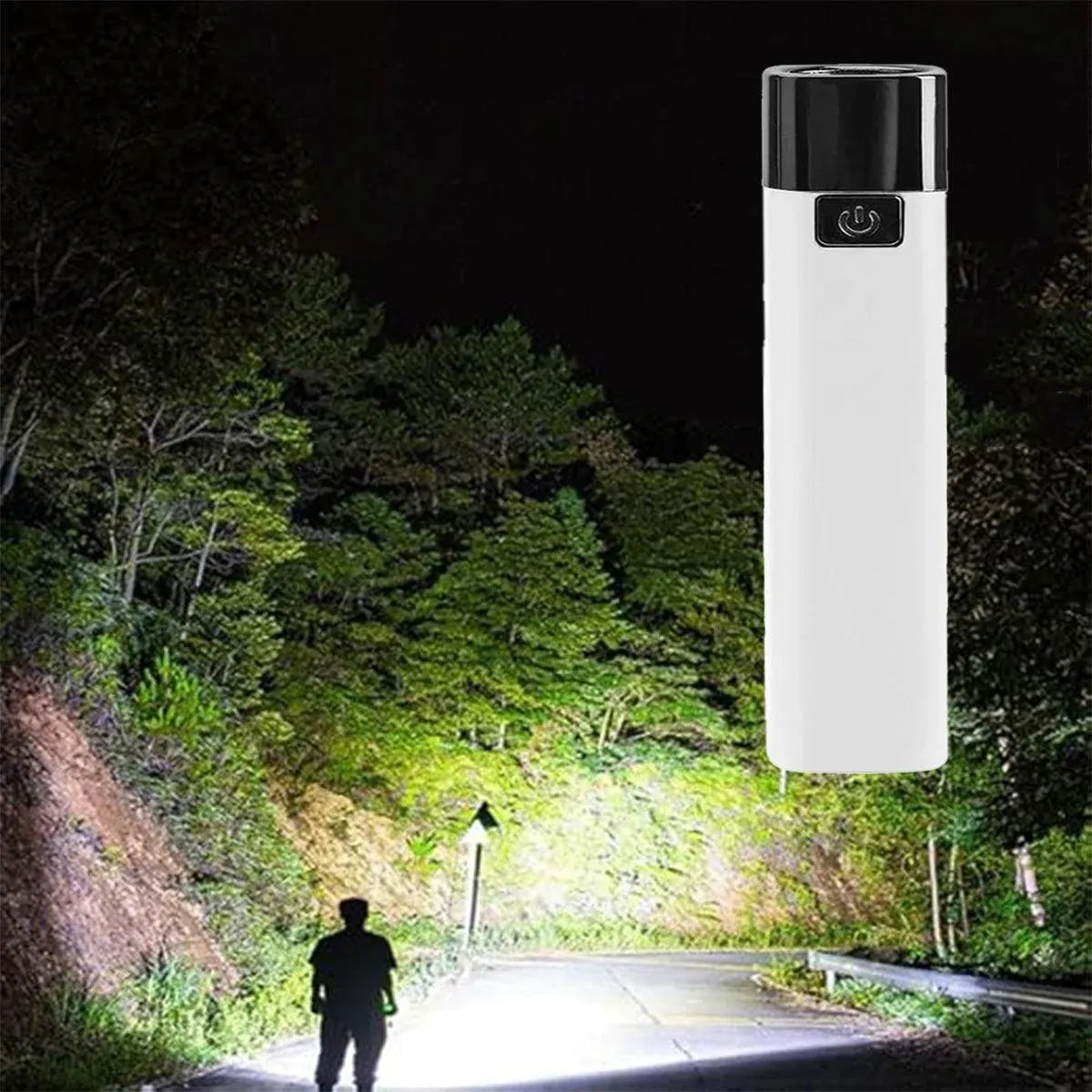 Mini LED USB Rechargeable Torch with Power Bank Function, 350 Lumens, Black