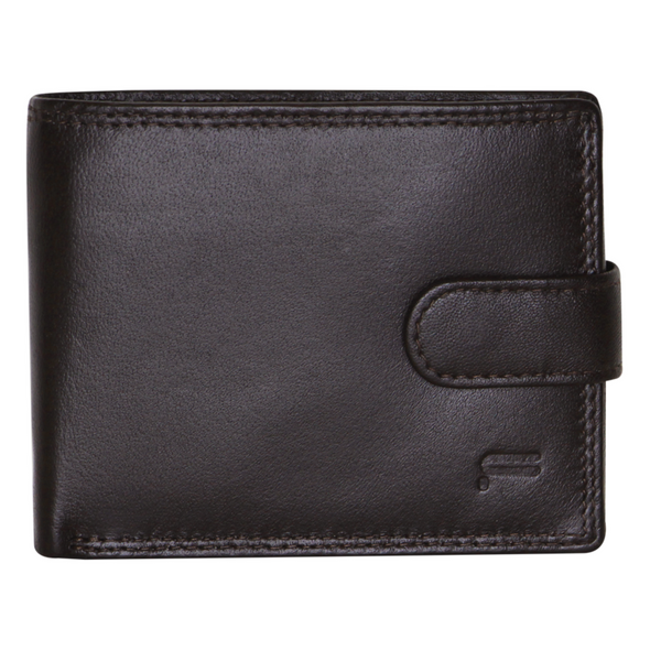 Futura RFID Leather Coin Fold Over Wallet - Brown